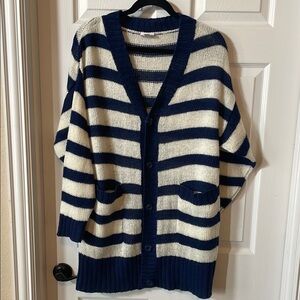 LuLaRoe Navy and Cream Striped Cardigan